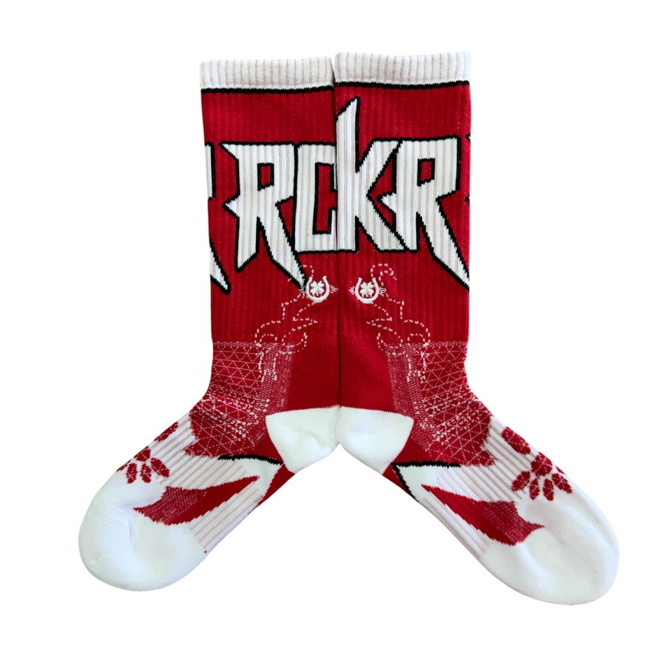 red and white RCKR socks