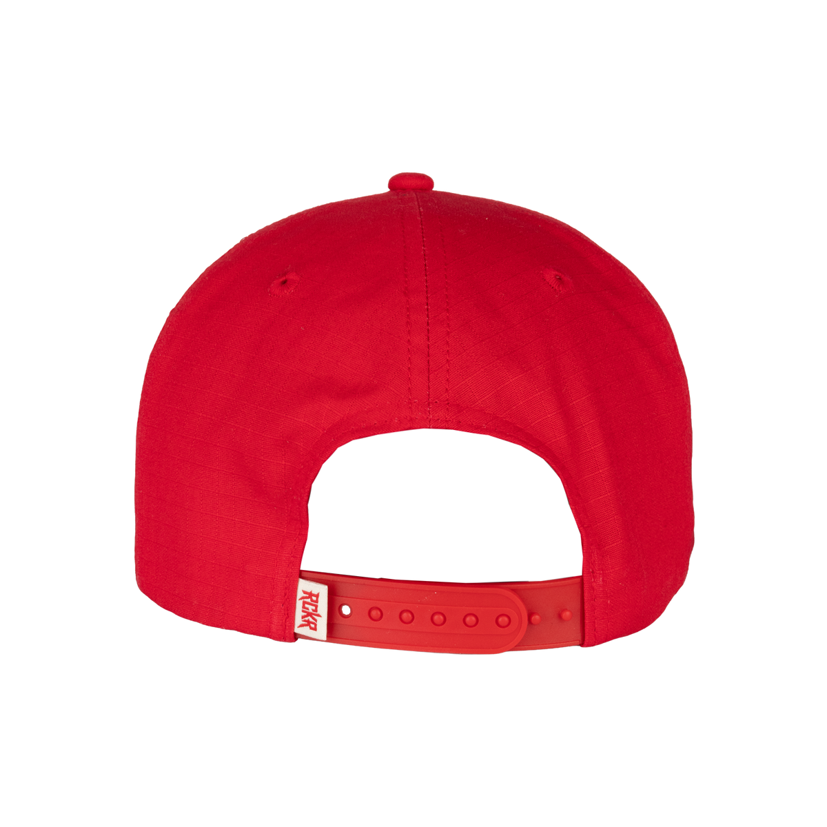 back view of red hat with RCKR label