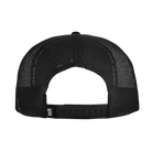 Rear view of black meshback hat