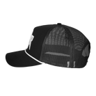 side view of black meshback hat