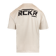 Bone tee with "RCKR" logo on back