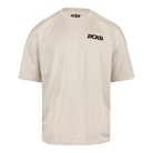 Bone tee with "RCKR" logo on left chest