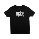 Black youth tee with white RCKR logo