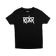 Black youth tee with white RCKR logo