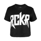 Black RCKR Ladies HW Boxy  Logo Tee with white RCKR  logo