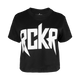 Black RCKR Ladies HW Boxy  Logo Tee with white RCKR  logo