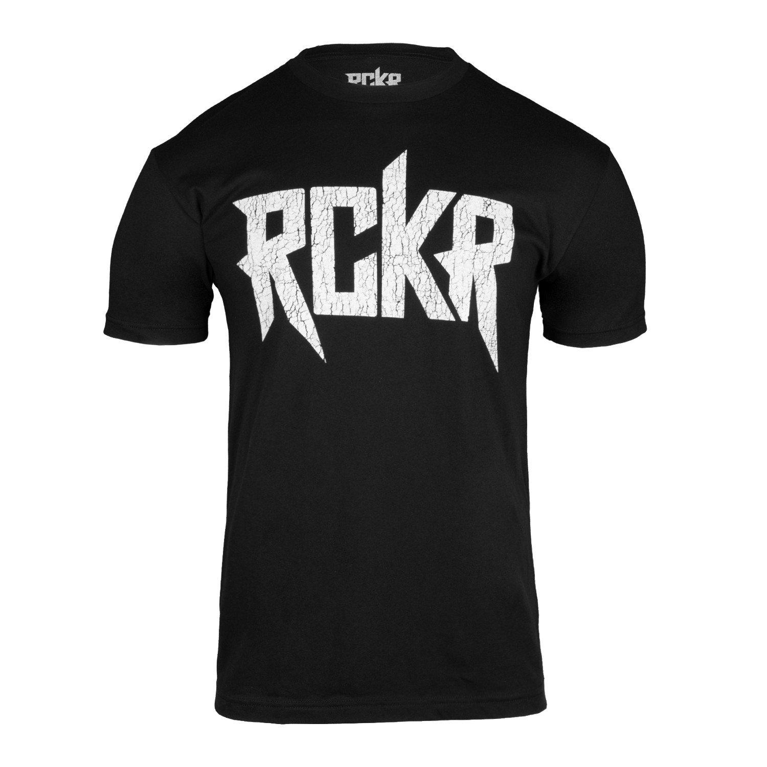 Black RCKR Mens Logo Tee with white "RCKR" logo