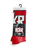 Red and white RCKR socks in packaging