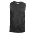 Black stone muscle tank with "RCKR" logo on inside of neck